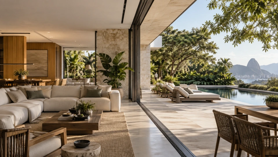 Arquitetura de uma residência contemporânea integrada ao jardim
